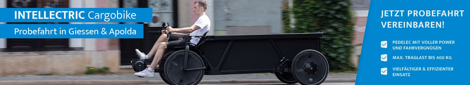 Jetzt Probefahrt vereinbaren und das INTELLECTRIC Cargobike testen!